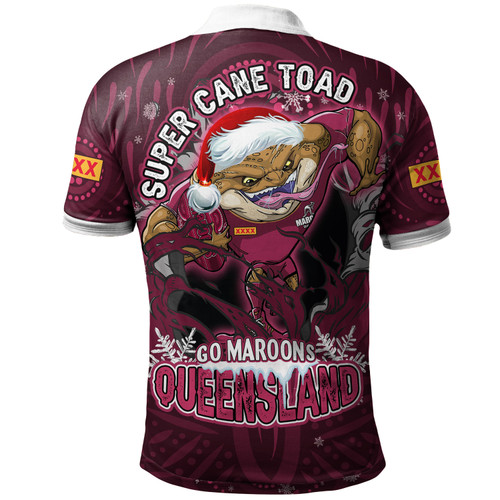 Queensland Maroons Christmas Polo Shirt - Custom Maroons Cane Toad Aboriginal Inspired Polo Shirt Queensland Maroons Christmas Polo Shirt - Custom Maroons Cane Toad Aboriginal Inspired Polo Shirt
