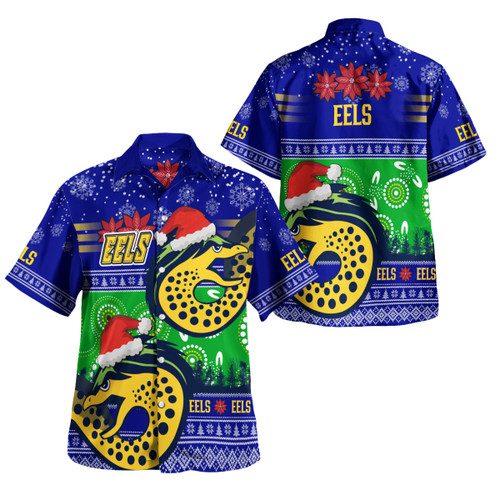 Parramatta Eels Christmas Hawaiian Shirt - Custom Parramatta Eels Ugly Christmas And Aboriginal Patterns Hoodie