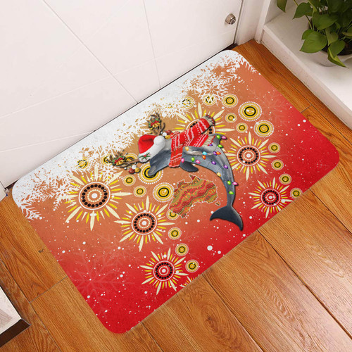 Redcliffe Dolphins Christmas Door Mat - Dolphins Christmas Hat Pattern Snown Style Door Mat Redcliffe Dolphins Christmas Door Mat - Dolphins Christmas Hat Pattern Snown Style Door Mat