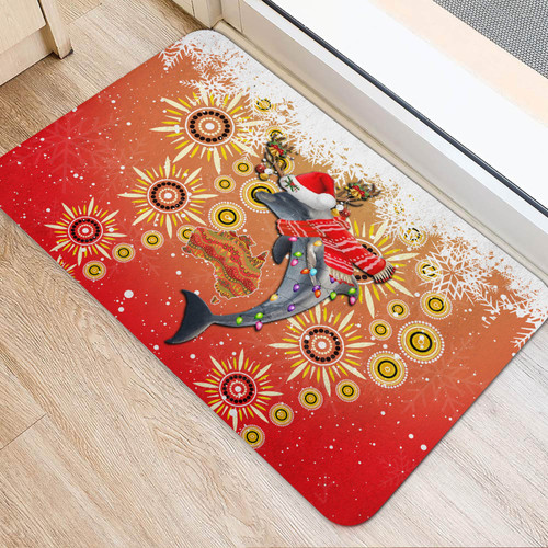 Redcliffe Dolphins Christmas Door Mat - Dolphins Christmas Hat Pattern Snown Style Door Mat Redcliffe Dolphins Christmas Door Mat - Dolphins Christmas Hat Pattern Snown Style Door Mat