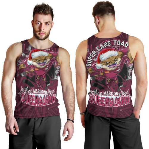 Queensland Maroons Christmas Men Tank Top - Custom Maroons Cane Toad Aboriginal Inspired Men Tank Top Queensland Maroons Christmas Men Tank Top - Custom Maroons Cane Toad Aboriginal Inspired Men Tank Top