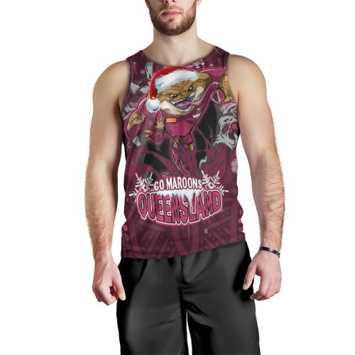 Queensland Maroons Christmas Men Tank Top - Custom Maroons Cane Toad Aboriginal Inspired Men Tank Top Queensland Maroons Christmas Men Tank Top - Custom Maroons Cane Toad Aboriginal Inspired Men Tank Top