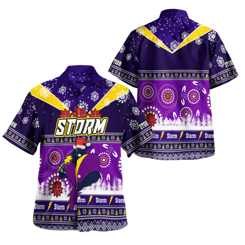 Melbourne Storm Christmas Hawaiian Shirt - Custom Melbourne Storm Ugly Christmas And Aboriginal Patterns Hoodie