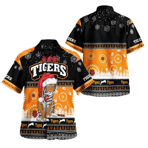 Wests Tigers Christmas Hawaiian Shirt - Custom Wests Tigers Ugly Christmas And Aboriginal Patterns Hoodie