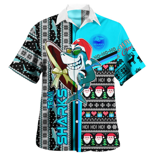 Cronulla Hawaiian Shirt - Merry Christmas Super Surfrider Cronulla Snowflakes Ho Ho Ho Hawaiian Shirt