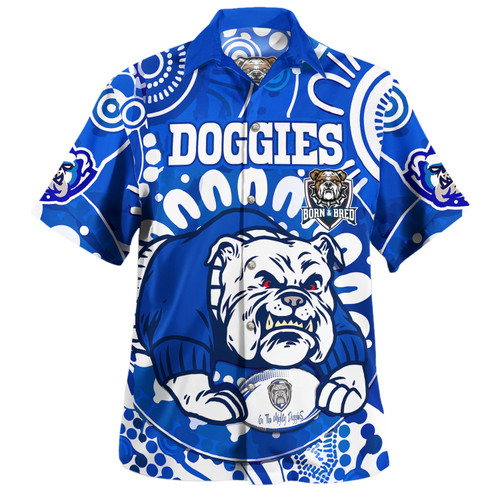 Australia City of Canterbury Bankstown Custom Hawaiian Shirt - Indigenous Doggies Blue and Whites Aboriginal Inspired Hawaiian Shirt