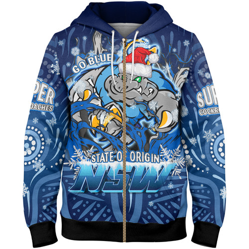 Cockroaches  Christmas Hoodie - Custom NSW Blues Cockroaches Mascot With Aboriginal Inspired Christmas Hoodie Cockroaches  Christmas Hoodie - Custom NSW Blues Cockroaches Mascot With Aboriginal Inspired Christmas Hoodie