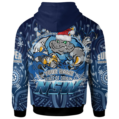 Cockroaches  Christmas Hoodie - Custom NSW Blues Cockroaches Mascot With Aboriginal Inspired Christmas Hoodie Cockroaches  Christmas Hoodie - Custom NSW Blues Cockroaches Mascot With Aboriginal Inspired Christmas Hoodie