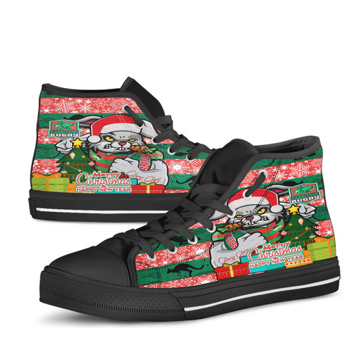 Souths Christmas High Top Shoes - Merry Christmas Super Souths With Ball And Patterns High Top Shoes Souths Christmas High Top Shoes - Merry Christmas Super Souths With Ball And Patterns High Top Shoes