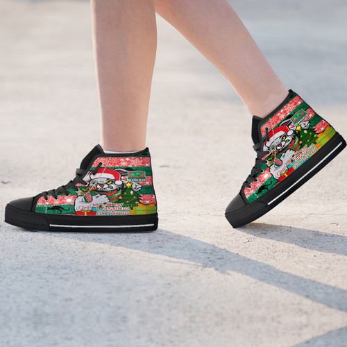 Souths Christmas High Top Shoes - Merry Christmas Super Souths With Ball And Patterns High Top Shoes Souths Christmas High Top Shoes - Merry Christmas Super Souths With Ball And Patterns High Top Shoes