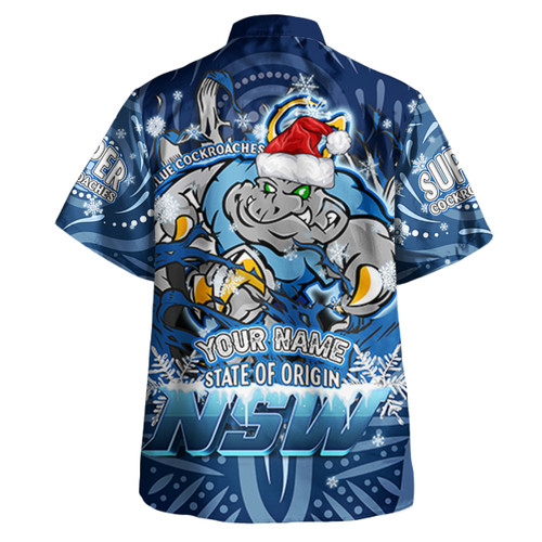 Cockroaches  Christmas Hawaiian Shirt - Custom NSW Blues Cockroaches Mascot With Aboriginal Inspired Christmas Hawaiian Shirt Cockroaches  Christmas Hawaiian Shirt - Custom NSW Blues Cockroaches Mascot With Aboriginal Inspired Christmas Hawaiian Shirt