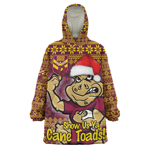 Cane Toads Snug Hoodie - Custom Christmas Show Us Ya Cane Toads Oodie Blanket