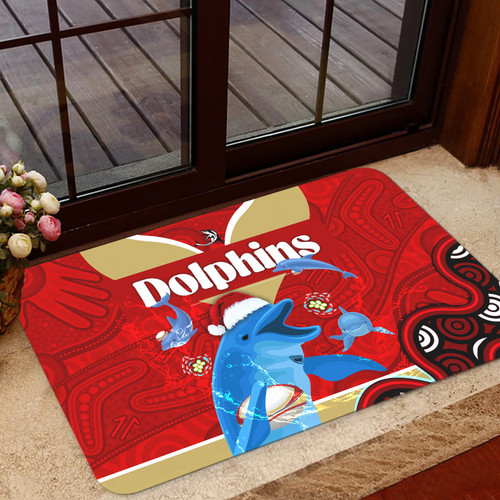 Redcliffe Dolphins Door Mat - Redcliffe Dolphins Christmas Aboriginal Inspired Teammates Door Mat