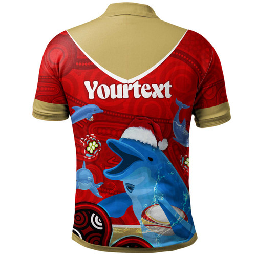 Redcliffe Dolphins Polo Shirt - Custom Redcliffe Dolphins Christmas Aboriginal Inspired Teammates Polo Shirt Redcliffe Dolphins Polo Shirt - Custom Redcliffe Dolphins Christmas Aboriginal Inspired Teammates Polo Shirt