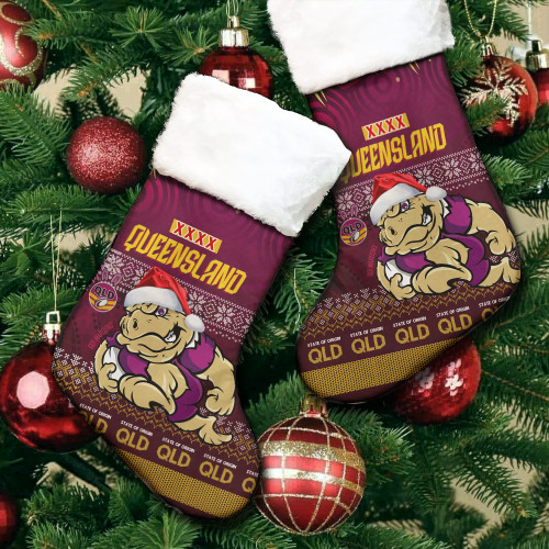 Cane Toads  Christmas Stocking - Christmas QLD Maroons Cane Toads Aboriginal Inspired Cane Toads  Christmas Stocking - Christmas QLD Maroons Cane Toads Aboriginal Inspired