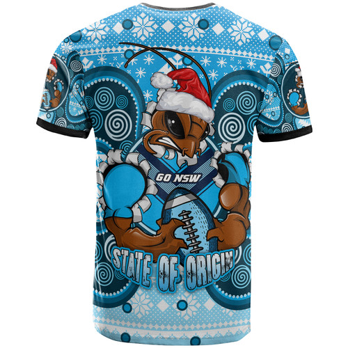 Cockroaches  Christmas T-shirt - Custom NSW Blues Cockroaches Mascot Aboriginal Inspired Christmas T-shirt Cockroaches  Christmas T-shirt - Custom NSW Blues Cockroaches Mascot Aboriginal Inspired Christmas T-shirt
