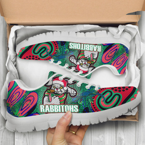 Souths Christmas Sneakers - Merry Christmas Super Souths With Ball And Patterns Sneakers Souths Christmas Sneakers - Merry Christmas Super Souths With Ball And Patterns Sneakers