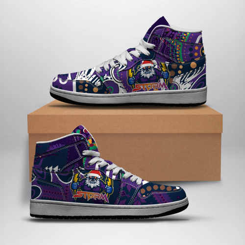 Melbourne Christmas High Top Basketball Shoes J1 - Merry Christmas Indigenous Melbourne High Top Basketball Shoes J1