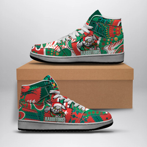 Souths Christmas High Top Basketball Shoes J1 - Merry Christmas Super Souths With Ball And Patterns