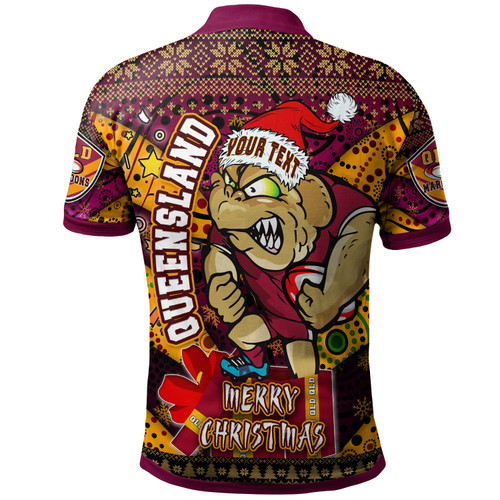 Cane Toads Christmas Polo Shirt - Custom QLD Go Maroons Cane Toads Aboriginal Inspired With Snowflake Polo Shirt Cane Toads Christmas Polo Shirt - Custom QLD Go Maroons Cane Toads Aboriginal Inspired With Snowflake Polo Shirt