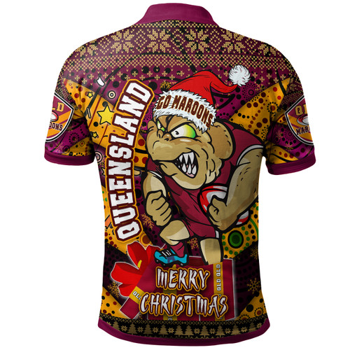 Cane Toads Christmas Polo Shirt - Custom QLD Go Maroons Cane Toads Aboriginal Inspired With Snowflake Polo Shirt Cane Toads Christmas Polo Shirt - Custom QLD Go Maroons Cane Toads Aboriginal Inspired With Snowflake Polo Shirt