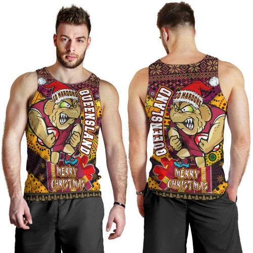 Cane Toads Christmas Men Tank Top - QLD Go Maroons Cane Toads Aboriginal Inspired With Snowflake Men Tank Top Cane Toads Christmas Men Tank Top - QLD Go Maroons Cane Toads Aboriginal Inspired With Snowflake Men Tank Top