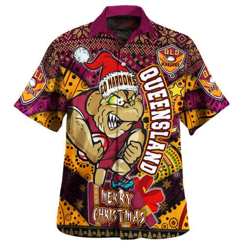Cane Toads Christmas Hawaiian Shirt - Custom QLD Go Maroons Cane Toads Aboriginal Inspired With Snowflake Hawaiian Shirt Cane Toads Christmas Hawaiian Shirt - Custom QLD Go Maroons Cane Toads Aboriginal Inspired With Snowflake Hawaiian Shirt