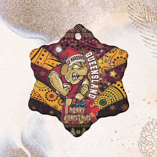 Cane Toads Christmas Ornament - QLD Go Maroons Cane Toads Aboriginal Inspired With Snowflake Ornament Cane Toads Christmas Ornament - QLD Go Maroons Cane Toads Aboriginal Inspired With Snowflake Ornament