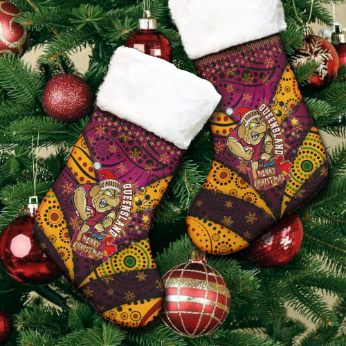 Cane Toads Christmas Stocking - QLD Go Maroons Cane Toads Aboriginal Inspired With Snowflake Christmas Stocking Cane Toads Christmas Stocking - QLD Go Maroons Cane Toads Aboriginal Inspired With Snowflake Christmas Stocking
