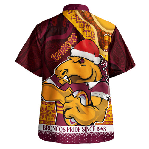 Brisbane Broncos Christmas Hawaiian Shirt - Brisbane Broncos Pride Since 1988 Aboriginal Inspired and Ugly Pattern Hawaiian Shirt