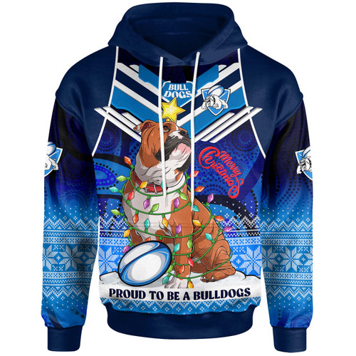 Canterbury-Bankstown Bulldogs Christmas Hoodie - Custom Pride To Be A Canterbury-Bankstown Bulldogs Ugly Christmas Pattern And Aboriginal Inspired Hoodie