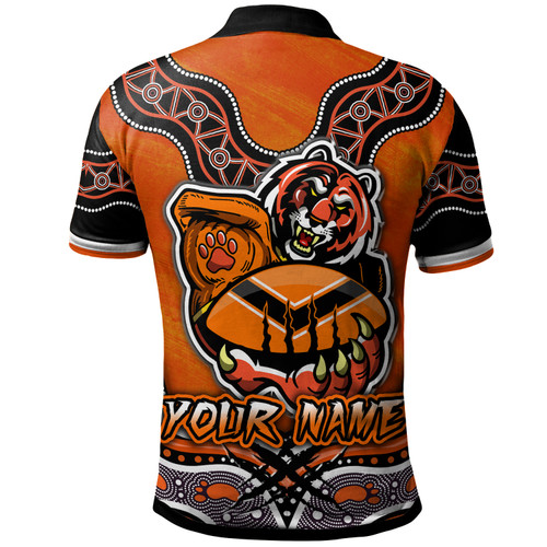 Tigers Rugby Polo Shirt - Custom Tiger Rugby Aboriginal Inspired Polo Shirt