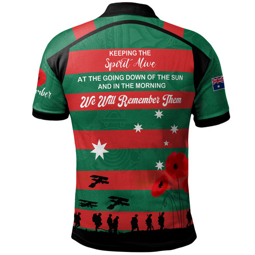 Australia South Sydney Anzac Custom Polo Shirt - Keeping the Spirit Alive Polo Shirt Australia South Sydney Anzac Custom Polo Shirt - Keeping the Spirit Alive Polo Shirt