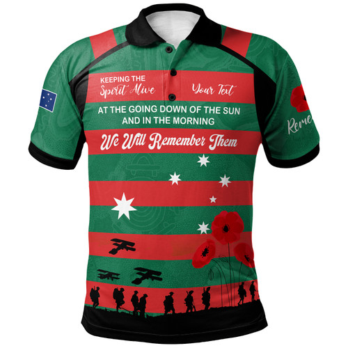 Australia South Sydney Anzac Custom Polo Shirt - Keeping the Spirit Alive Polo Shirt Australia South Sydney Anzac Custom Polo Shirt - Keeping the Spirit Alive Polo Shirt