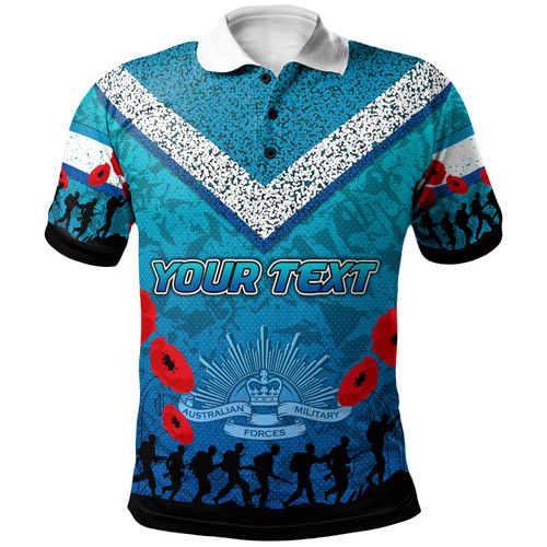 Cronulla-Sutherland Sharks Anzac Custom Polo Shirt - Blue Keeping the Spirit Alive Polo Shirt