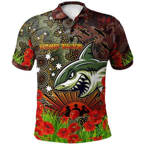 Cronulla-Sutherland Sharks Anzac Custom Polo Shirt - Lest We Forget Polo Shirt