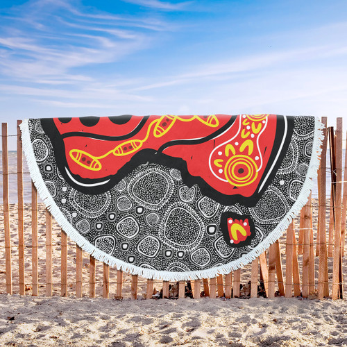 Australia Aboriginal Inspired Beach Blanket - Indigenous Inspired Red Australian Map Camping Beach Blanket Australia Aboriginal Inspired Beach Blanket - Indigenous Inspired Red Australian Map Camping Beach Blanket