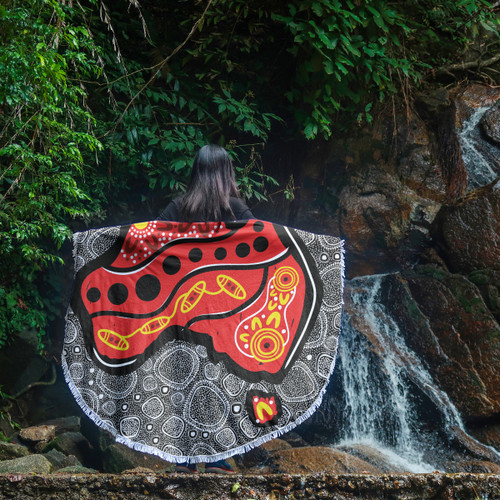 Australia Aboriginal Inspired Beach Blanket - Indigenous Inspired Red Australian Map Camping Beach Blanket Australia Aboriginal Inspired Beach Blanket - Indigenous Inspired Red Australian Map Camping Beach Blanket