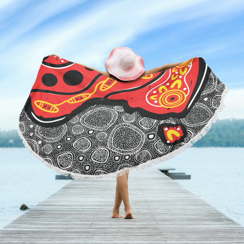 Australia Aboriginal Inspired Beach Blanket - Indigenous Inspired Red Australian Map Camping Beach Blanket Australia Aboriginal Inspired Beach Blanket - Indigenous Inspired Red Australian Map Camping Beach Blanket