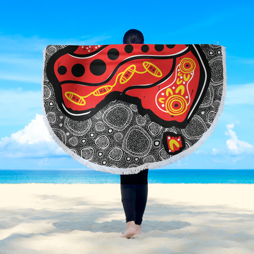Australia Aboriginal Inspired Beach Blanket - Indigenous Inspired Red Australian Map Camping Beach Blanket Australia Aboriginal Inspired Beach Blanket - Indigenous Inspired Red Australian Map Camping Beach Blanket