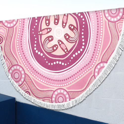 Australia Aboriginal Inspired Beach Blanket - Indigenous Inspired Pink Dot Painting Flowers Beach Blanket Australia Aboriginal Inspired Beach Blanket - Indigenous Inspired Pink Dot Painting Flowers Beach Blanket