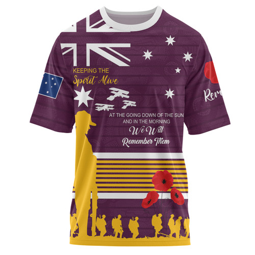 Australia Broncos Anzac Custom T-shirt - Keeping the Spirit Alive T-shirt