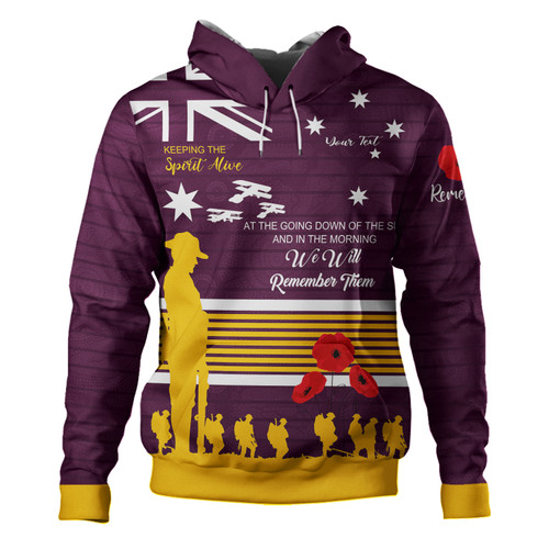 Brisbane Broncos Anzac Custom Hoodie - Keeping the Spirit Alive Hoodie Brisbane Broncos Anzac Custom Hoodie - Keeping the Spirit Alive Hoodie