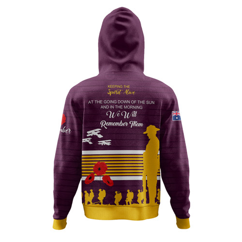 Brisbane Broncos Anzac Custom Hoodie - Keeping the Spirit Alive Hoodie Brisbane Broncos Anzac Custom Hoodie - Keeping the Spirit Alive Hoodie