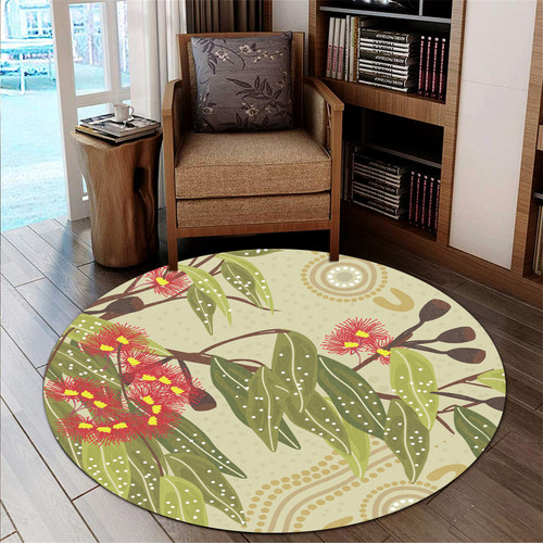 Australia Aboriginal Inspired Round Rug - Aboriginal art Painting With gumtree Round Rug Australia Aboriginal Inspired Round Rug - Aboriginal art Painting With gumtree Round Rug