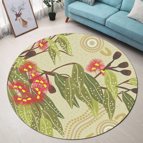 Australia Aboriginal Inspired Round Rug - Aboriginal art Painting With gumtree Round Rug