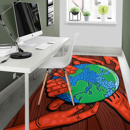 Australia Aboriginal Inspired Area Rug - Together we save the planet