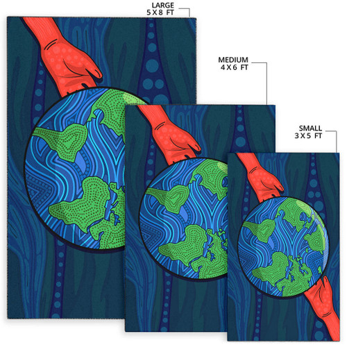 Australia Aboriginal Inspired Area Rug - Aboriginal dot art painting depicting save the planet