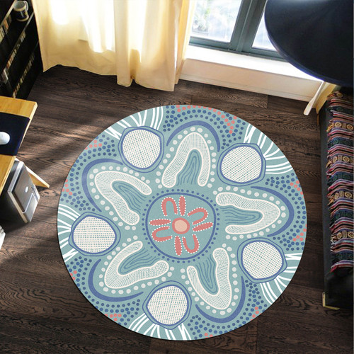 Australia Aboriginal Inspired Round Rug - Cross Hatching Inspired Campsite Round Rug