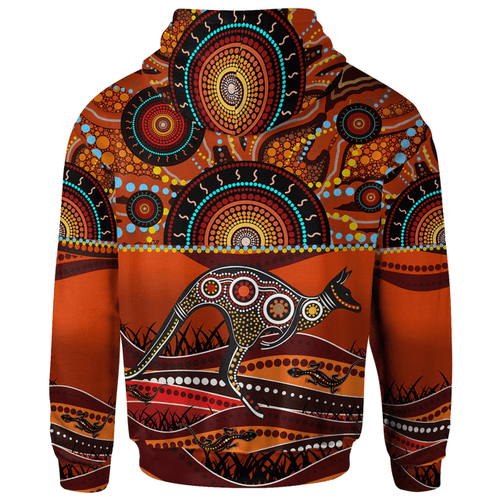 Australia Aboriginal Inspired Hoodie - Kangaroo With Dot Painting Australia Aboriginal Inspired Hoodie - Kangaroo With Dot Painting